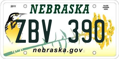 NE license plate ZBV390