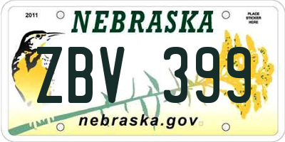 NE license plate ZBV399