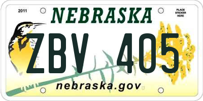 NE license plate ZBV405