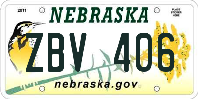 NE license plate ZBV406