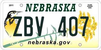 NE license plate ZBV407
