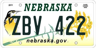 NE license plate ZBV422