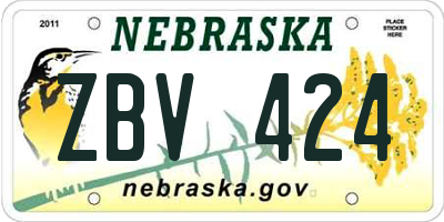 NE license plate ZBV424