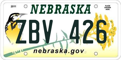 NE license plate ZBV426