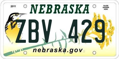NE license plate ZBV429
