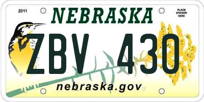 NE license plate ZBV430