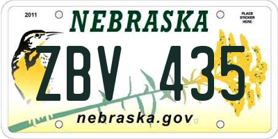 NE license plate ZBV435
