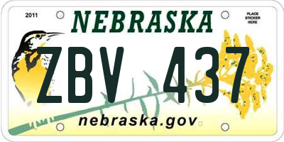 NE license plate ZBV437