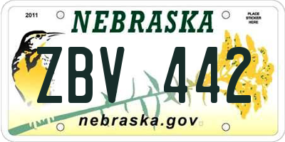 NE license plate ZBV442