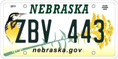 NE license plate ZBV443