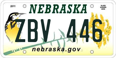 NE license plate ZBV446