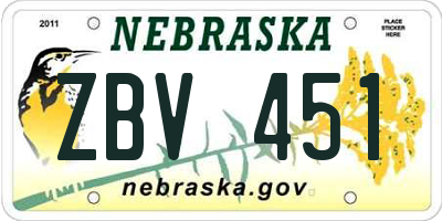 NE license plate ZBV451