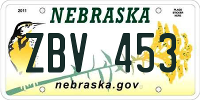 NE license plate ZBV453