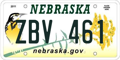 NE license plate ZBV461