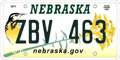 NE license plate ZBV463