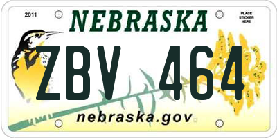 NE license plate ZBV464