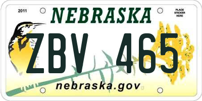 NE license plate ZBV465