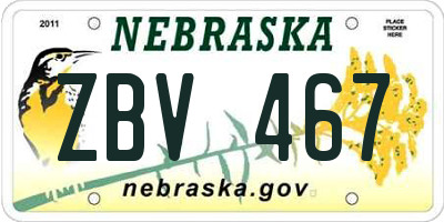 NE license plate ZBV467