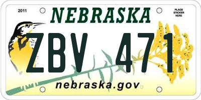 NE license plate ZBV471