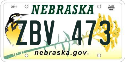 NE license plate ZBV473