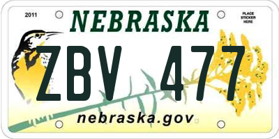 NE license plate ZBV477