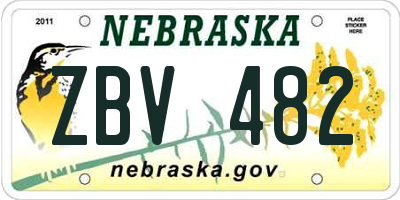 NE license plate ZBV482