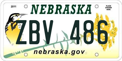 NE license plate ZBV486