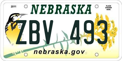 NE license plate ZBV493