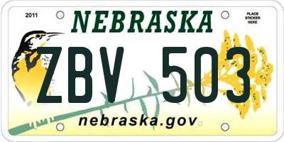 NE license plate ZBV503