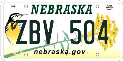 NE license plate ZBV504