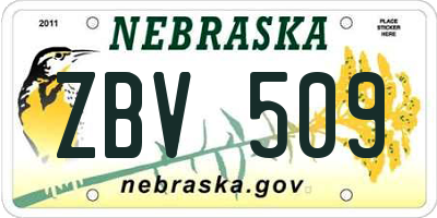 NE license plate ZBV509