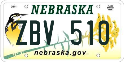 NE license plate ZBV510