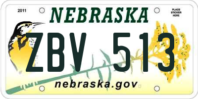 NE license plate ZBV513