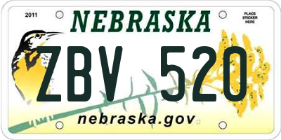 NE license plate ZBV520