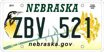 NE license plate ZBV521
