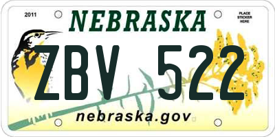 NE license plate ZBV522
