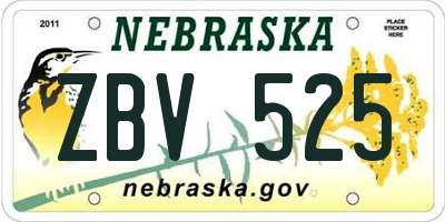 NE license plate ZBV525