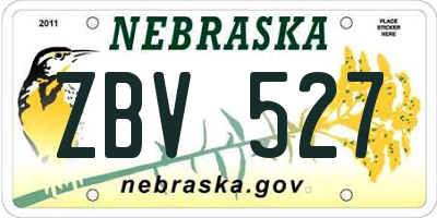 NE license plate ZBV527