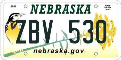 NE license plate ZBV530