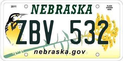 NE license plate ZBV532