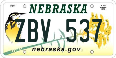 NE license plate ZBV537