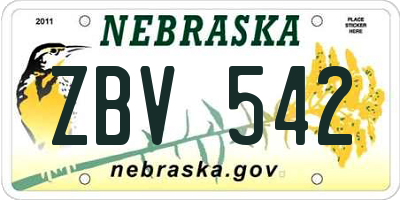 NE license plate ZBV542