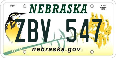 NE license plate ZBV547