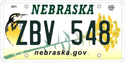 NE license plate ZBV548