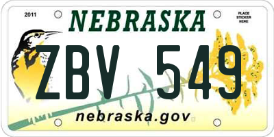 NE license plate ZBV549