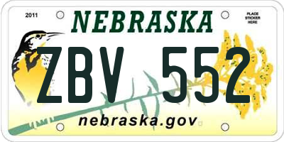 NE license plate ZBV552