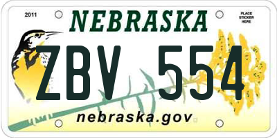 NE license plate ZBV554