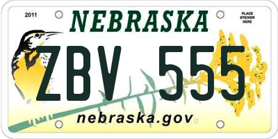 NE license plate ZBV555