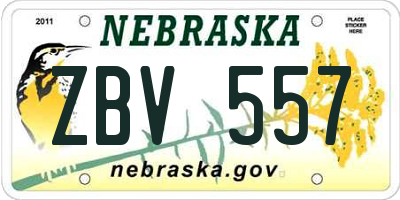 NE license plate ZBV557
