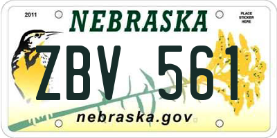NE license plate ZBV561